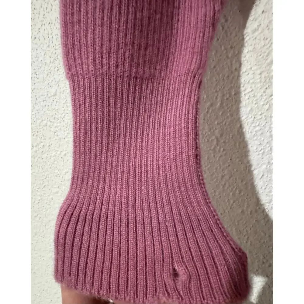 Vintage Jinma Dusty Pink 100% Pure Wool Ribbed Turtleneck Sweater